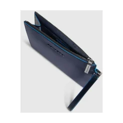 Leather men's clutch for iPad®mini with removable wrist strap and pocket for AirPods®