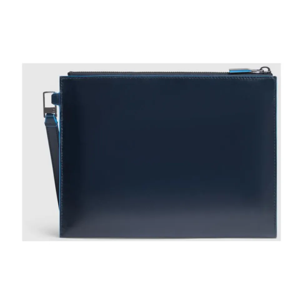 Leather men's clutch for iPad®mini with removable wrist strap and pocket for AirPods®
