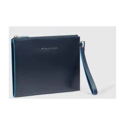 Leather men's clutch for iPad®mini with removable wrist strap and pocket for AirPods®