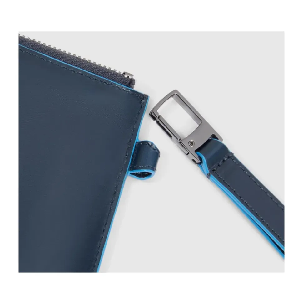 Leather men's clutch for iPad®mini with removable wrist strap and pocket for AirPods®
