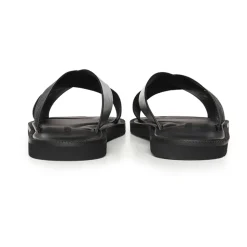 Leren Cross-Over Sandalen met Logoband