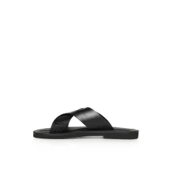Leren Cross-Over Sandalen met Logoband