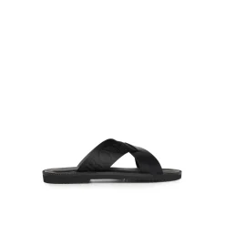 Leren Cross-Over Sandalen met Logoband