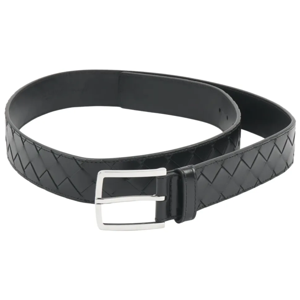 Leren Riem met Intrecciato Motief