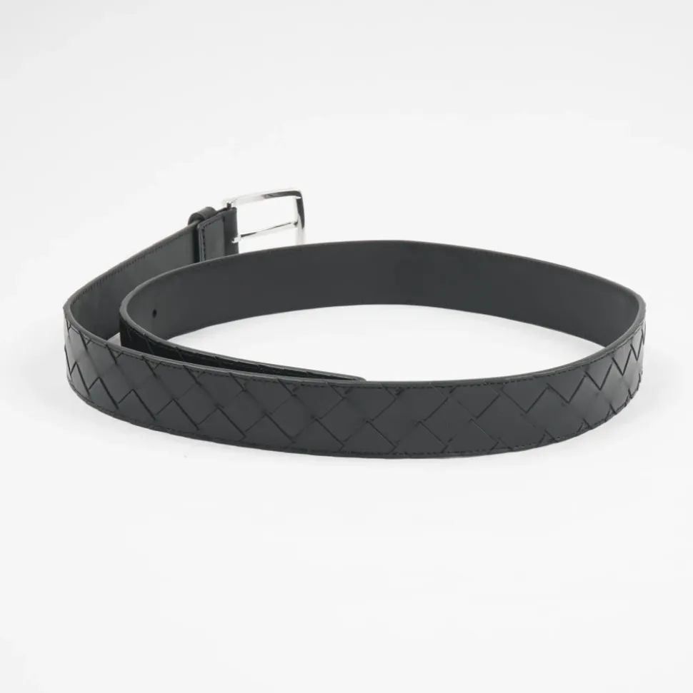 Leren Riem met Intrecciato Motief