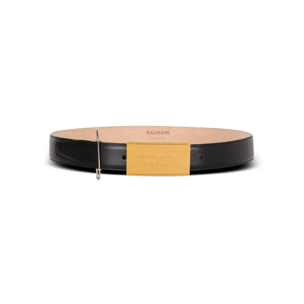 Leren riem met veiligheidsspeld
