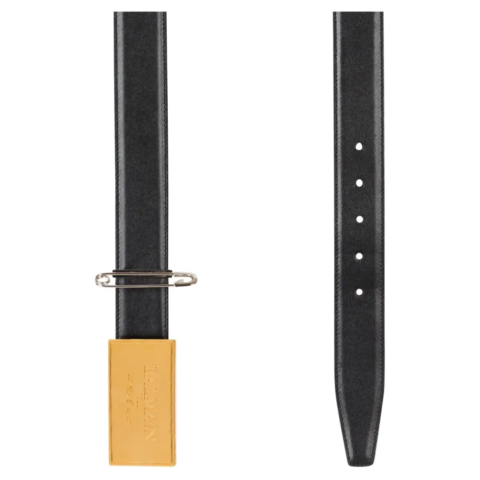 Leren riem met veiligheidsspeld