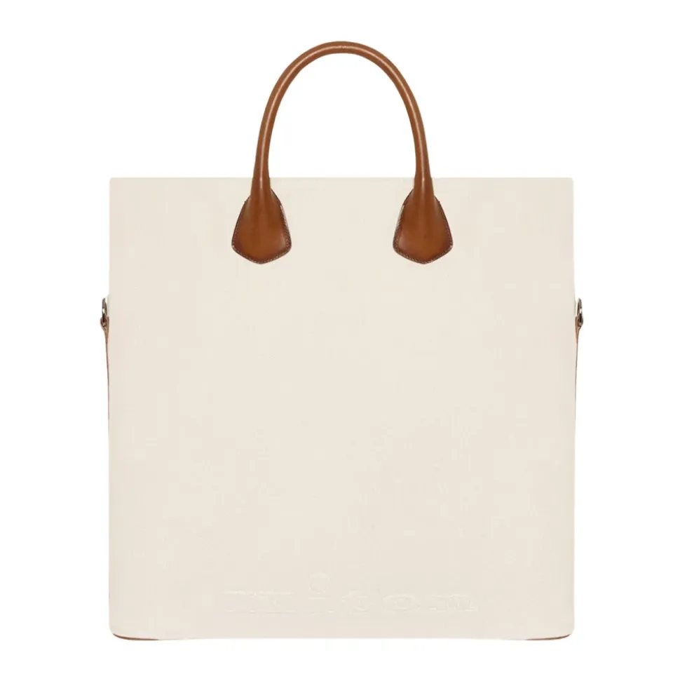 Leren en Katoenen Tote Tas