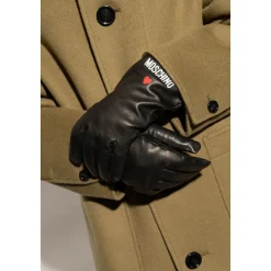 Leren handschoenen met bedrukt logo