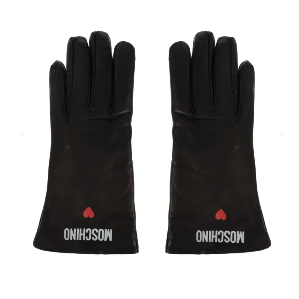 Leren handschoenen met bedrukt logo