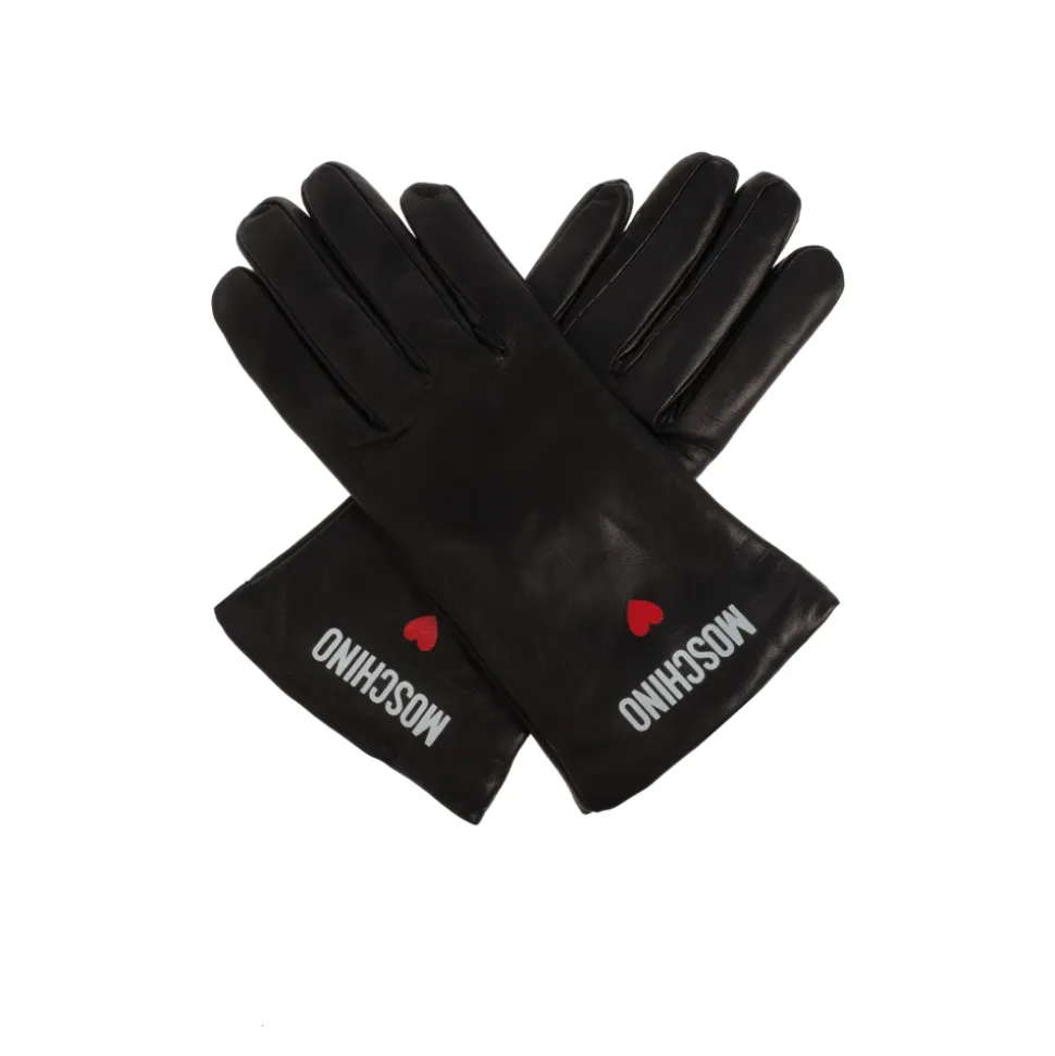 Leren handschoenen met bedrukt logo