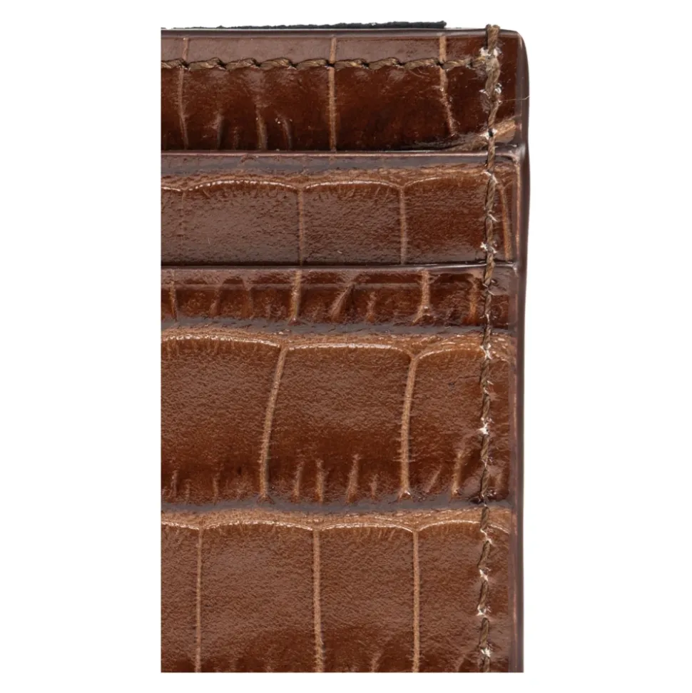Leren kaarthouder met krokodillenprint