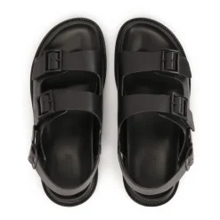 Leren sandalen met metalen gesp