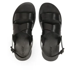 Leren zwarte gespsandalen