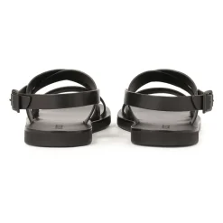Leren zwarte gespsandalen