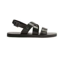 Leren zwarte gespsandalen