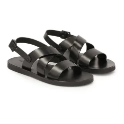 Leren zwarte gespsandalen