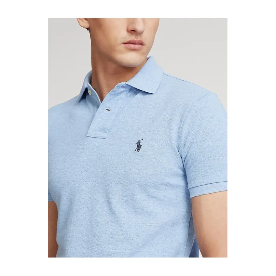 Lichtblauw Poloshirt met Kraag