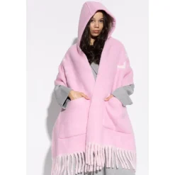 Logo Alpaca Wool Blend Hooded Scarf