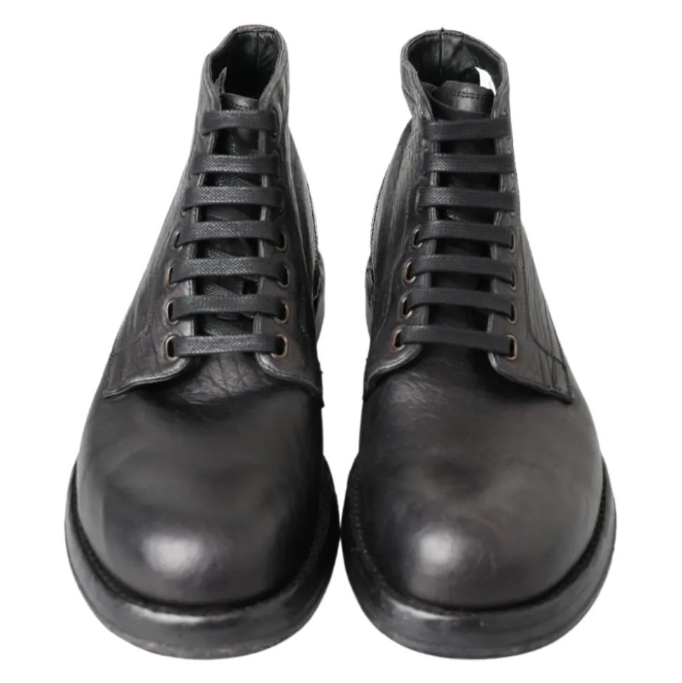 Luxe Zwarte Leren Veterschoenen