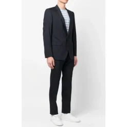 Marineblauw Slim Fit Wollen Pak