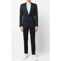 Marineblauw Slim Fit Wollen Pak