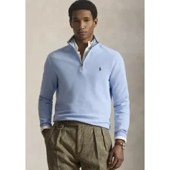 Mesh-Knit Katoenen Jumper met Korte Rits
