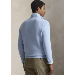 Mesh-Knit Katoenen Jumper met Korte Rits
