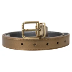 Metallic Gouden Kalfsleer Metalen Gesp Riem