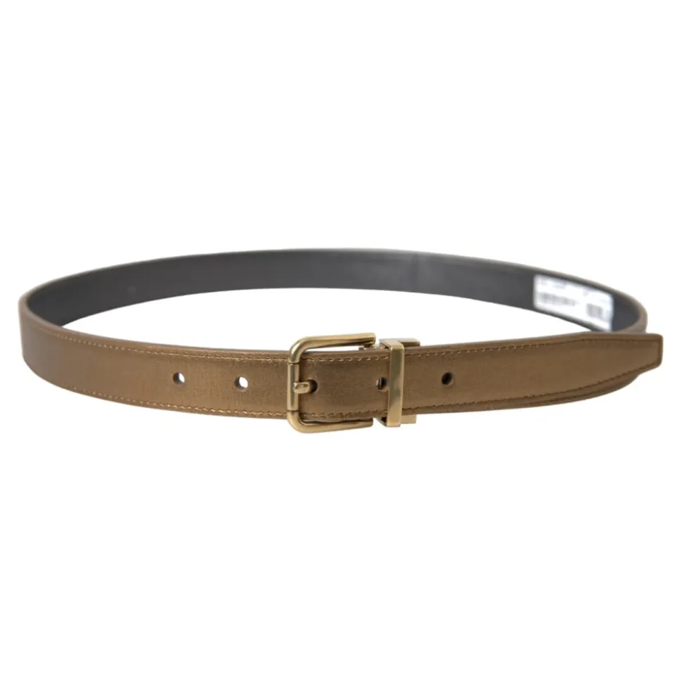 Metallic Gouden Kalfsleer Metalen Gesp Riem