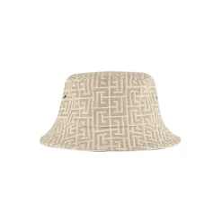 Monogram Jacquard Ivoorkleurige en Witte Bucket Hat