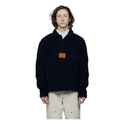 Navy Fleece Pull-Over Polo