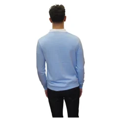 Office Blue ronde hals shirt van pima katoen - S