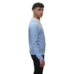Office Blue ronde hals shirt van pima katoen - S