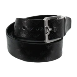Omkeerbare leren riem met draaibaar logo