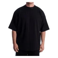Oversized T-shirt met glitterlogo en opstaande kraag