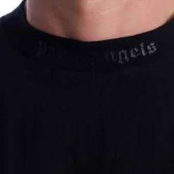 Oversized T-shirt met glitterlogo en opstaande kraag