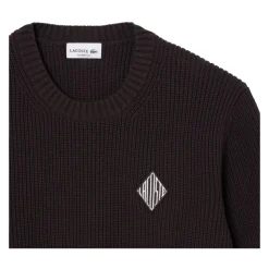 Pearl Rib Knit Badge Accent Sweater