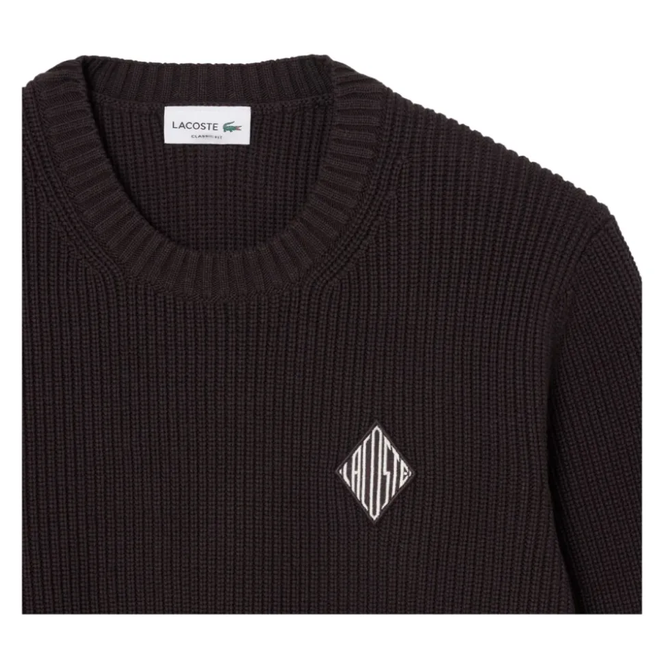 Pearl Rib Knit Badge Accent Sweater