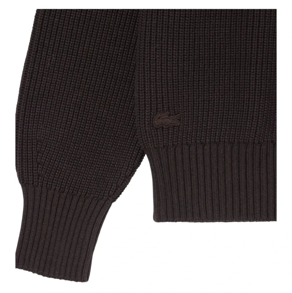 Pearl Rib Knit Badge Accent Sweater