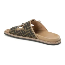 Platte sandalen met FF jacquardpatroon