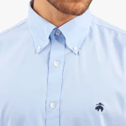 Regular Fit Non-Iron Stretch Supima Cotton Casual Shirt met Button-Down Kraag