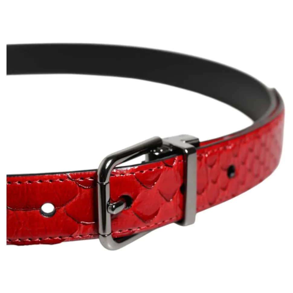 Rood exotisch lederen metalen gesp riem