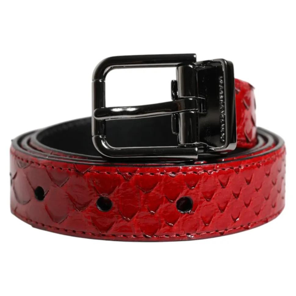 Rood exotisch lederen metalen gesp riem