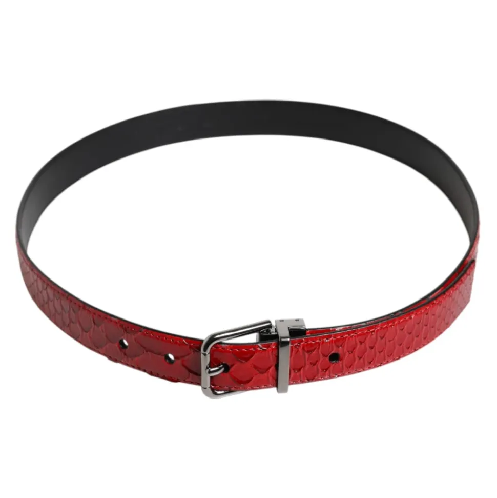 Rood exotisch lederen metalen gesp riem