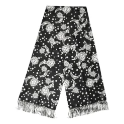 Silk Sun Moon Star Fringe Foulard Scarf
