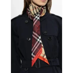 Skinny Contrast Check Silk Scarf