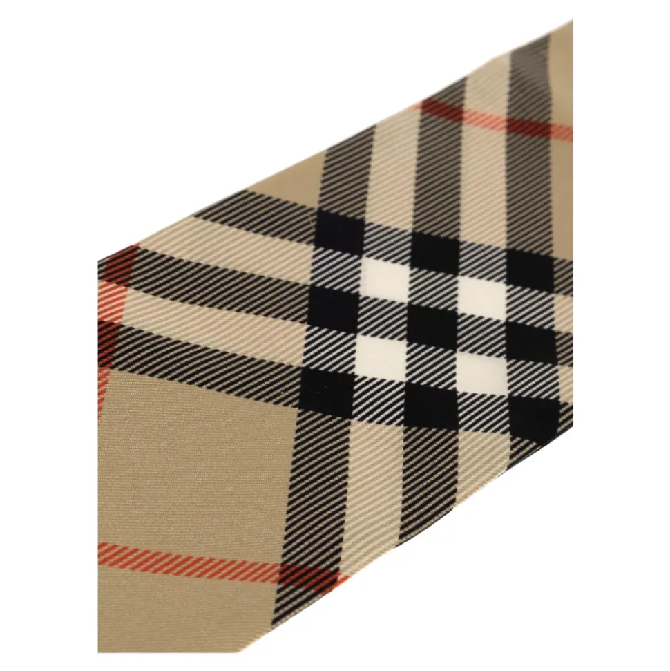 Skinny Contrast Check Silk Scarf