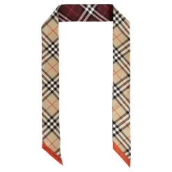 Skinny Contrast Check Silk Scarf