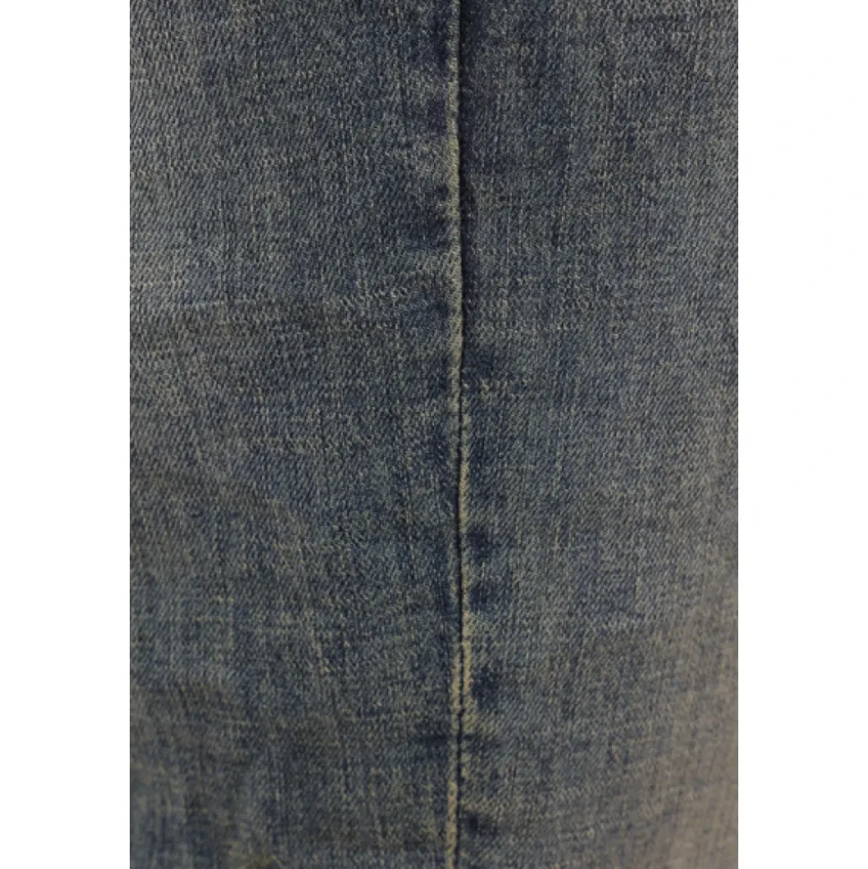 Slim-Fit Denim Jeans in Indigo met Distressed Effect
